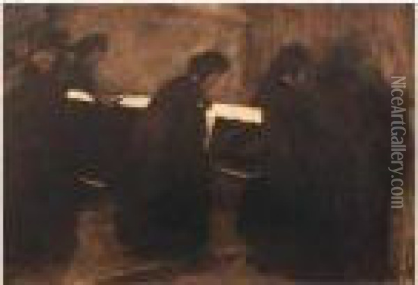 L'enterrement. 1900. Oil Painting - Manuel Robbe