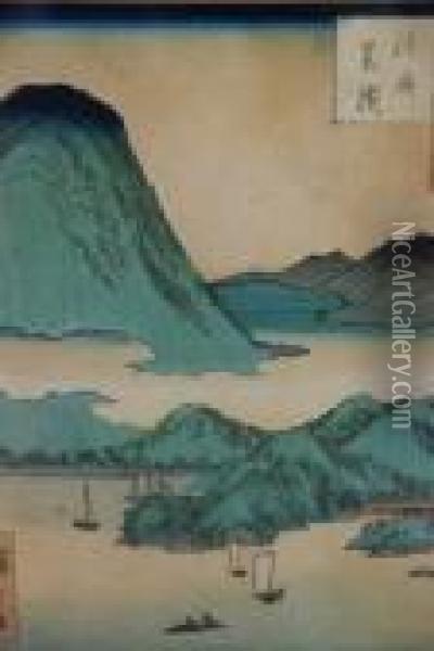 Awaji Island Japan Oil Painting - Utagawa or Ando Hiroshige