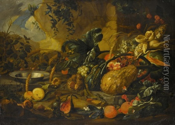 Stillleben Mit Fruchten Und Gemuse Oil Painting - Jan Davidsz De Heem