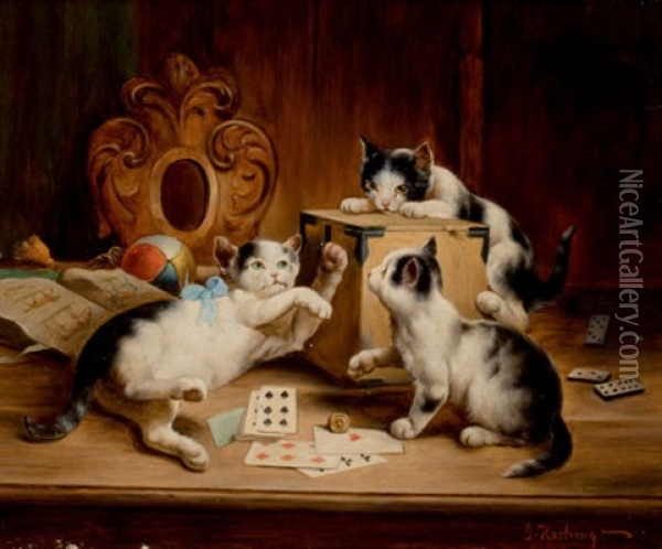 Playing Cards Oil Painting - Carl Reichert