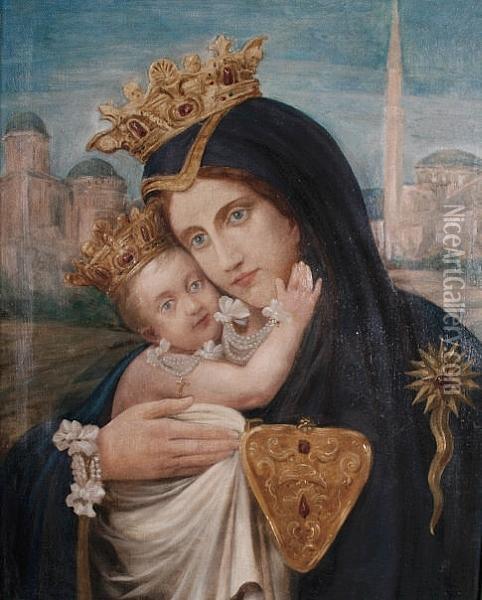 Madonna And Child Oil Painting - Constant Montald