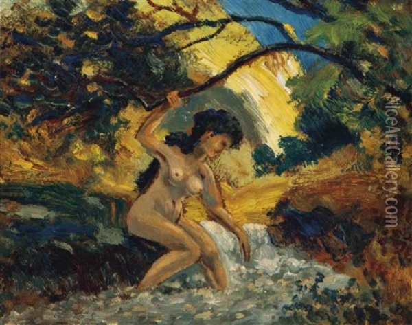 Nude In A Stream Oil Painting - Louis Michel Eilshemius