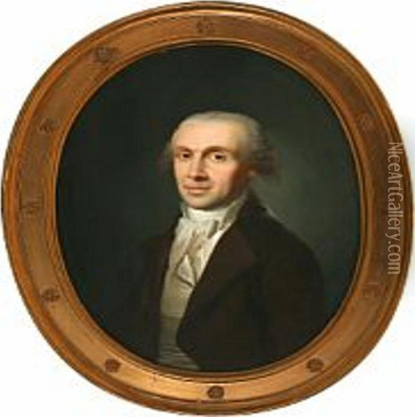 Portrait Of A Gentleman I A Brown Coat Oil Painting - Christian August Lorentzen
