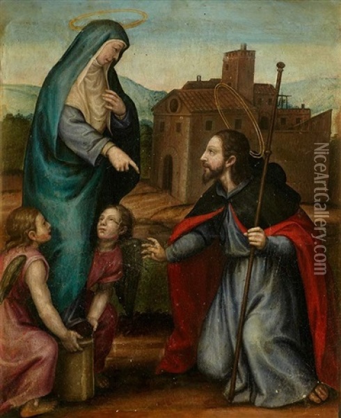 Aparicion De La Virgen Del Pilar A Santiago Apostol Oil Painting - Nicolas Borras