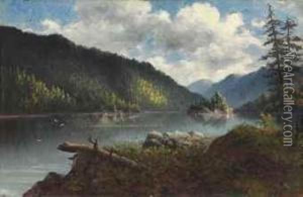 Adirondack Lake Oil Painting - Homer Dodge Martin
