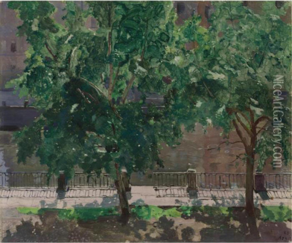 Study Of Trees Oil Painting - Konstantin Andreevic Somov