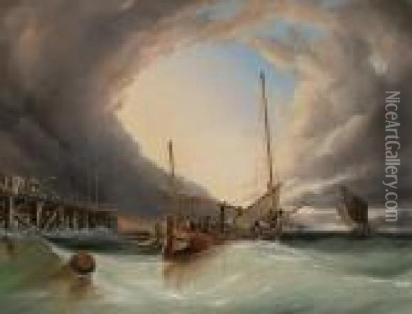 Off Ramsgate In A Swell Oil Painting - Frederick Calvert