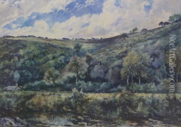 River Valley Landscape With Cottage Oil Painting - Cecil Gordon Lawson