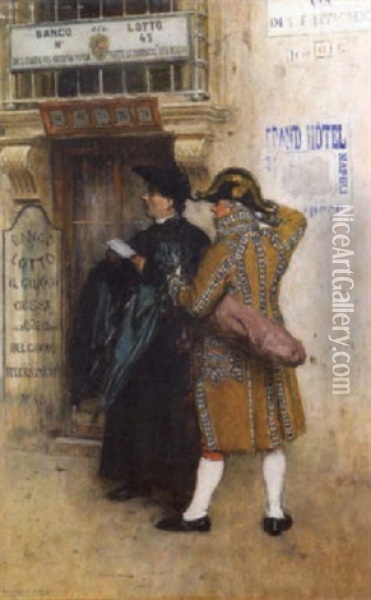 Il Banco Del Lotto Oil Painting - Theodor Josef Ethofer