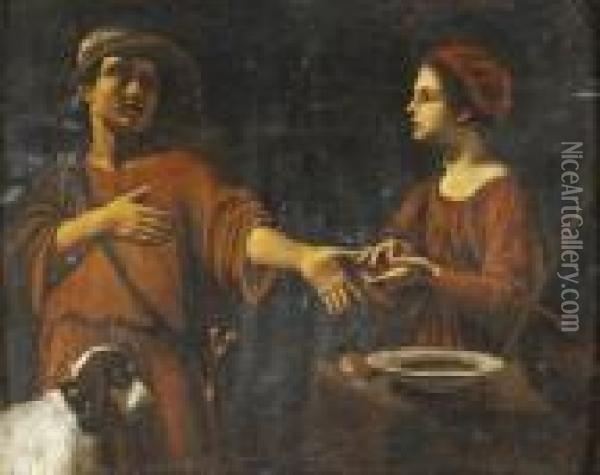 Scena Allegorica O Esau Vende La Sua Primogenitura A Giacobbe Oil Painting - Pietro Paolini