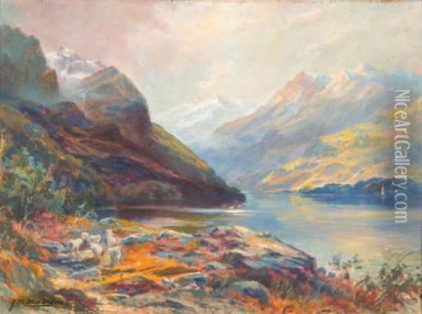 Mountain Landscape Withsheep Oil Painting - John Mcintosh Madden