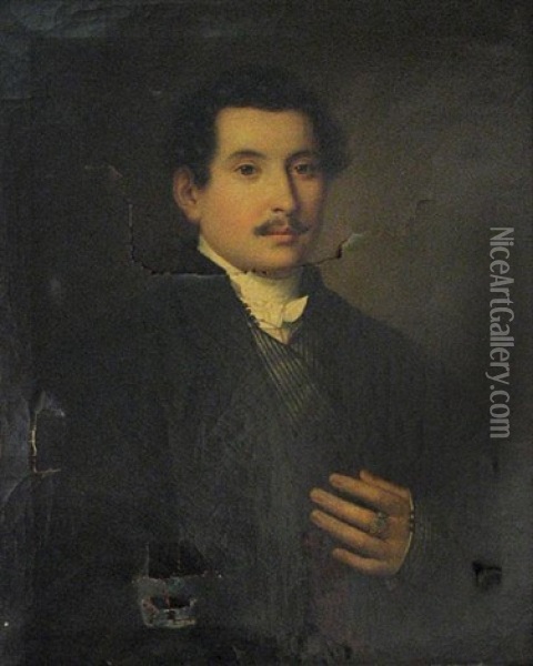 A Portrait Of A Gentleman Oil Painting - Johann Baptist (Giovanni) Lampi III