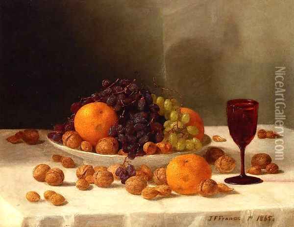 Still Life with Fruit and Nuts 1865 Oil Painting - John Francis
