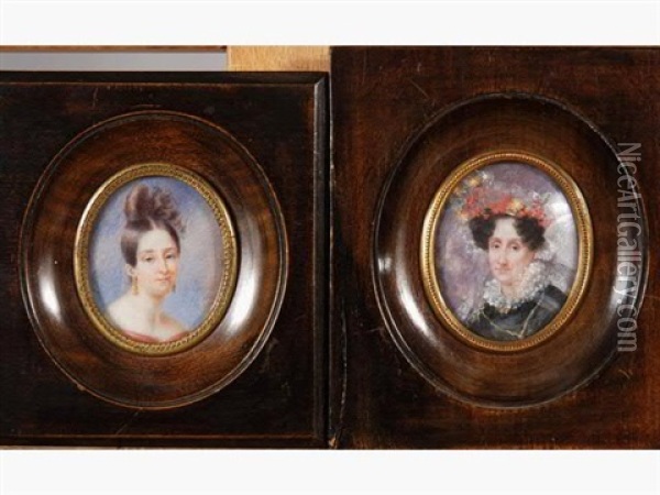 Portrait De Mademoiselle Champain (+ Portrait De Madame Champain, Lrgr; Pair) Oil Painting - Antoinette Louise Demarcy