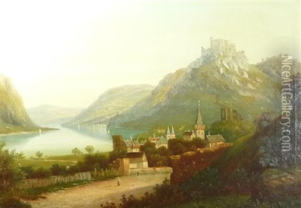 Der Rhein Bei Bacharach Oil Painting - Eduard Hein