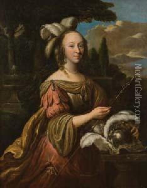 Ritratto Di Principessa In Un Paesaggio Oil Painting - Abraham Van Der Tempel