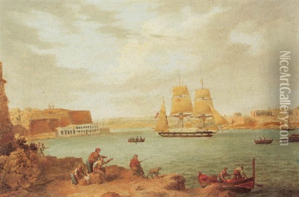The Grand Harbour, Valletta Oil Painting - Giovanni Jean Schranz
