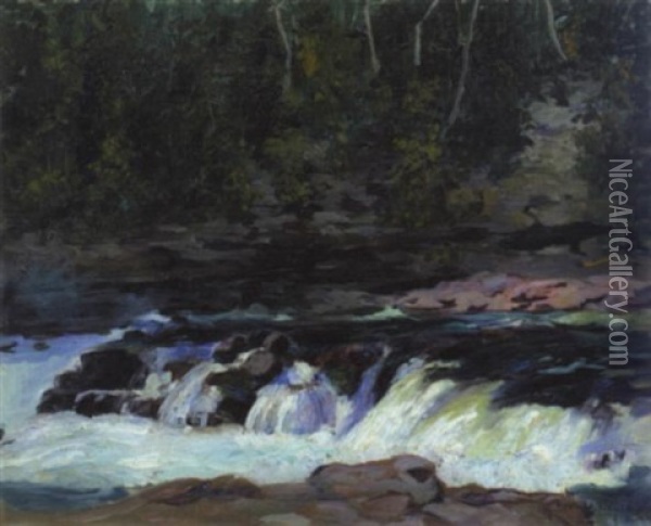 Montmorency River Near A Bridge Oil Painting - Maurice Galbraith Cullen