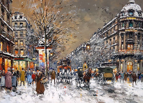 Les Grands Boulevards sous la Neige Oil Painting - Agost Benkhard