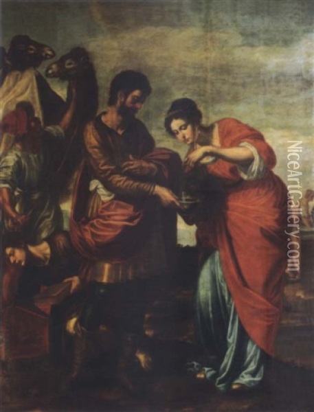 Rebecca And Eliezer At The Well Oil Painting - Ottavio Vannini