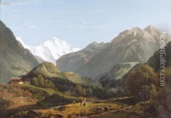 Sommerliche Landschaft Mit Der Jungfrau. Oil Painting - Louis Auguste Lapito