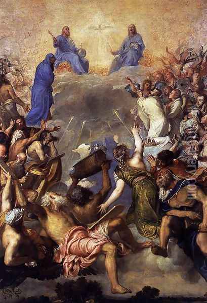 The Trinity in Glory Oil Painting - Tiziano Vecellio (Titian)
