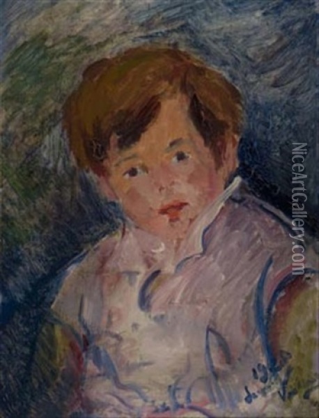 Portrait Of Jean-claude Oil Painting - Jacques Gaston Emile Vaillant