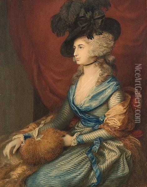 A Portrait Of Mrs Siddons Oil Painting - Thomas Gainsborough