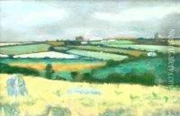 Country Fields Oil Painting - Robert Morson Hughes