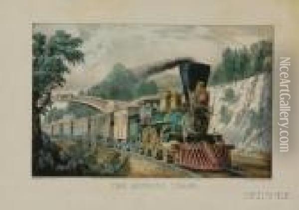 The Express Train. Oil Painting - Currier & Ives Publishers