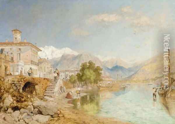 Lake Maggiore at Baveno, Italy Oil Painting - James Baker Pyne