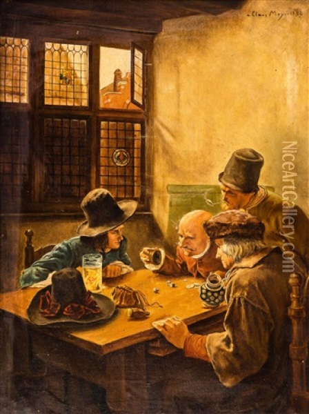 Beim Wurfelspiel Oil Painting - Claus Meyer