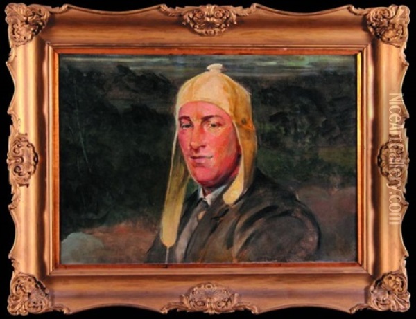 Portret Syna Rafala W Cyklistowce Oil Painting - Jacek Malczewski