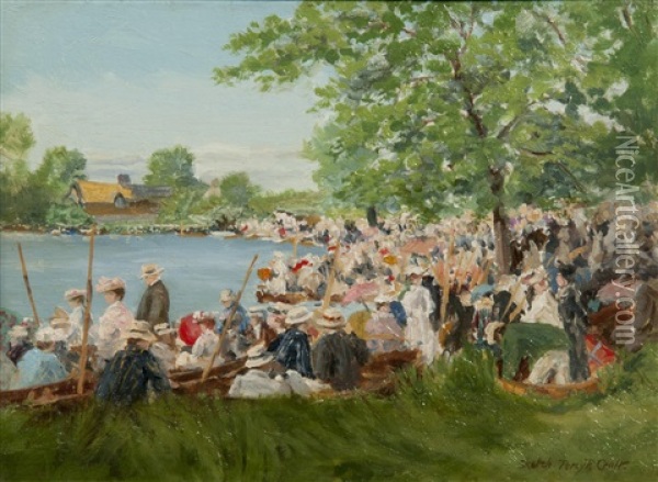 Regatta On The Camb Oil Painting - Percy Robert Craft