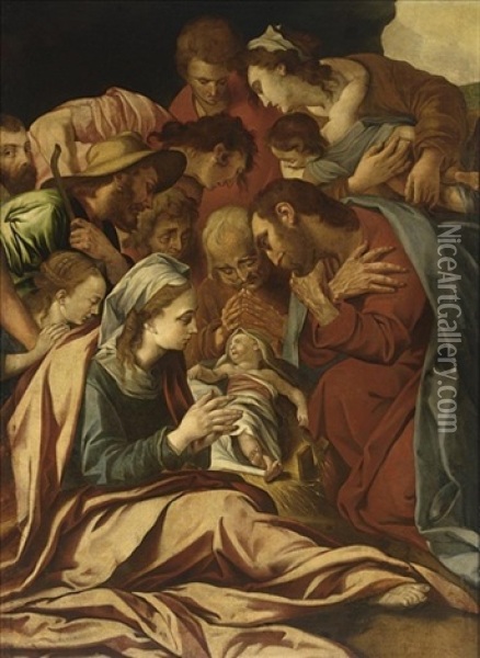 The Adoration Of The Shepherds Oil Painting - Pellegrino Tibaldi