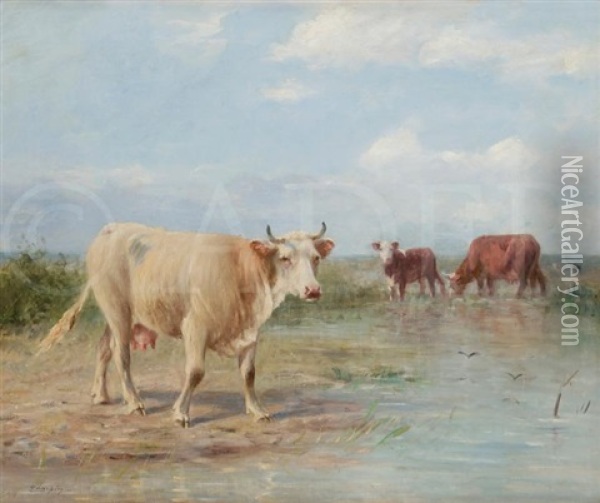 Vaches Oil Painting - Albert Charpin