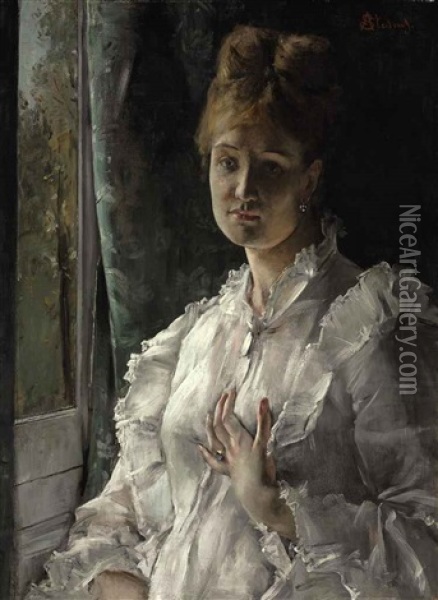 Le Femme En Blanc Oil Painting - Alfred George Stevens