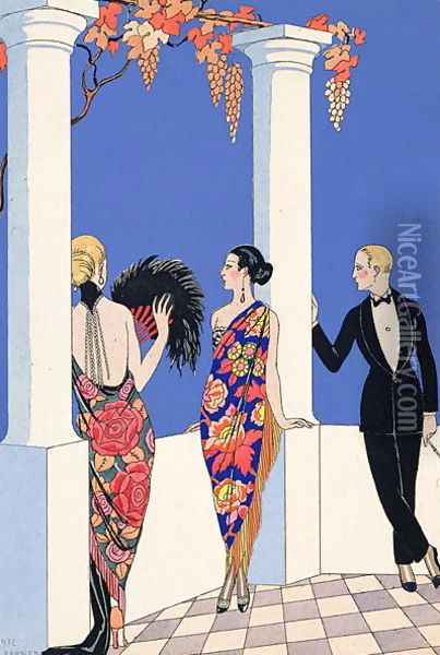 The Taste of Shawls 1922 Oil Painting - Georges Barbier