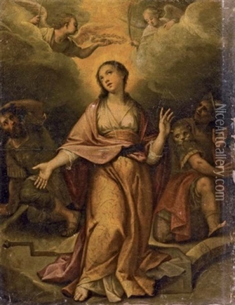 La Visione Di Santa Caterina D'alessandria Oil Painting - Lucca Longhi