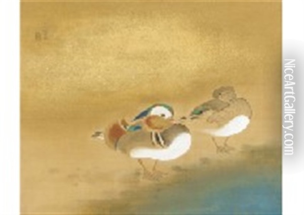 Ducks Oil Painting - Bakusen Tsuchida