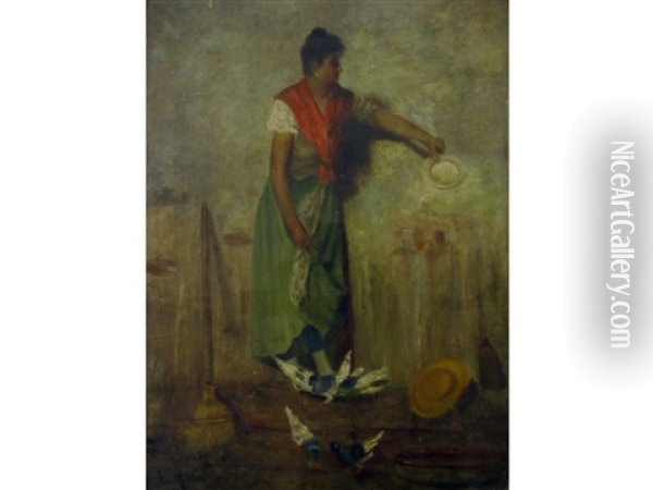 Contadina Oil Painting - Luigi Sorio