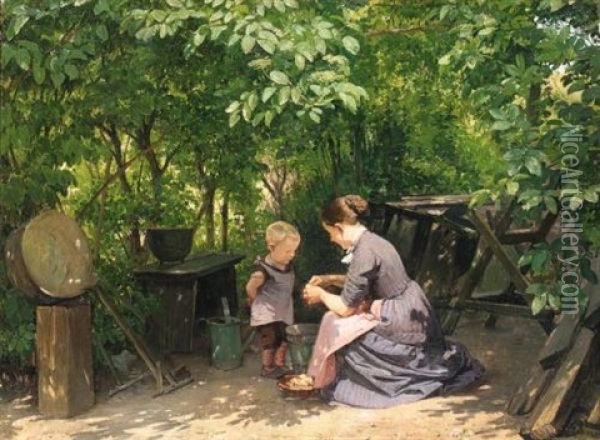 I Haven Oil Painting - Edvard Frederik Petersen