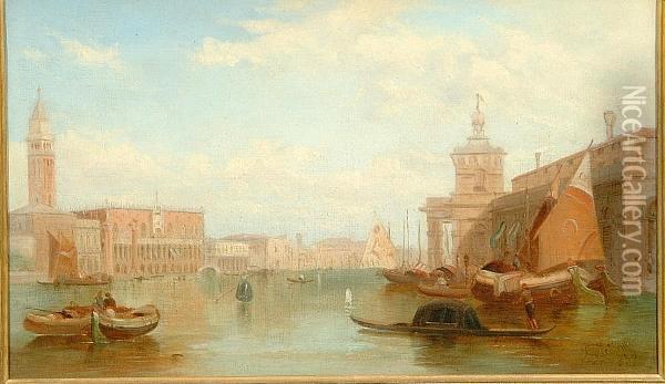 On The Grand Canal, Venice; On The Grand Canal, Venice Oil Painting - Alfred Pollentine