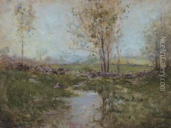 Autumn Landscape With A Stream Oil Painting - Lewis Cohen