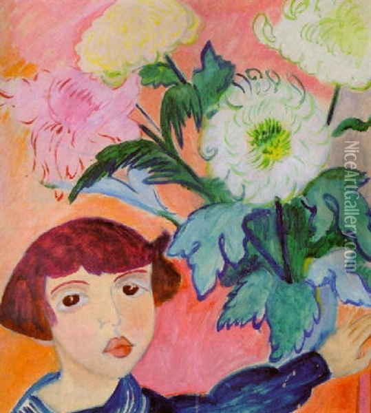 Ivan Och Blommor Oil Painting - Sigrid (Maria) Hjerten