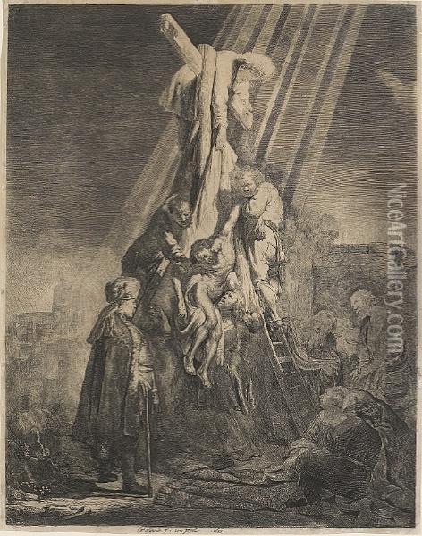 The Descent From The Cross: The Second Plate Oil Painting - Rembrandt Van Rijn
