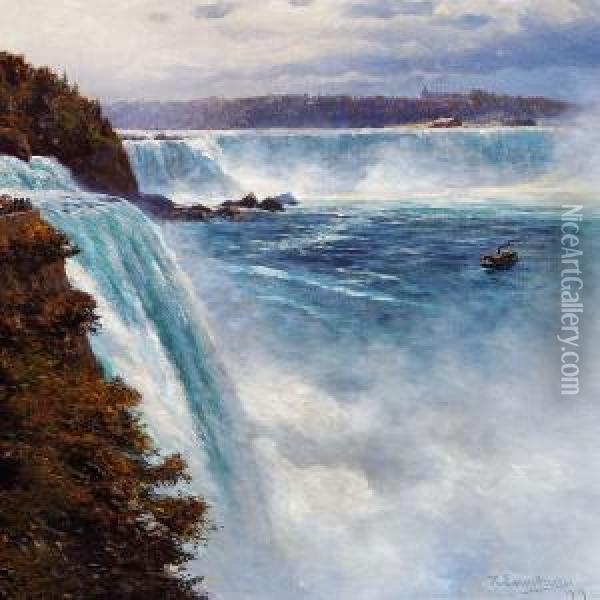 Der Niagarafall Oil Painting - Themistocles Von Eckenbrecher