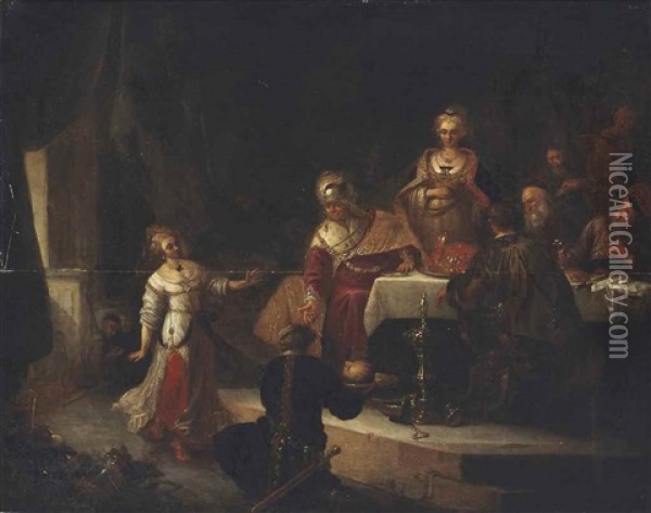 Salome Presenting The Head Of St. John The Baptist Oil Painting - Willem De Poorter