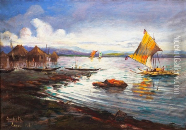 Lanao Lake, Mindanao Oil Painting - Isidro Ancheta