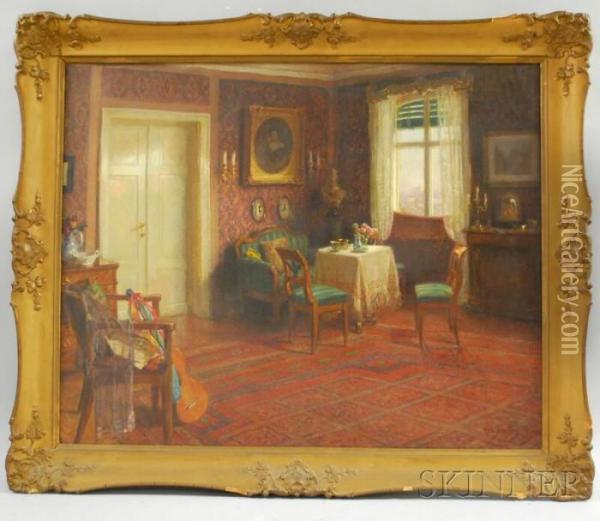 Parlor Interior Oil Painting - Robert Scheffer